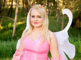Generic Pink Fairy with pink flowers in her hair and white wings