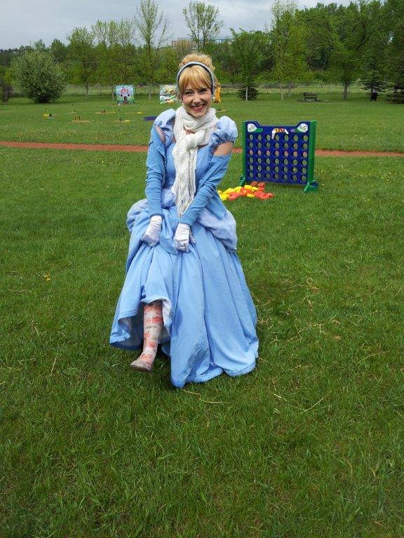 Cinderella Showing off her Robber Boots ready for soggy fields at the picnic