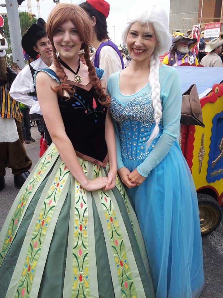 The ice Queen and her sister the Snow Princess at the Calgary Stampede Parade 2014