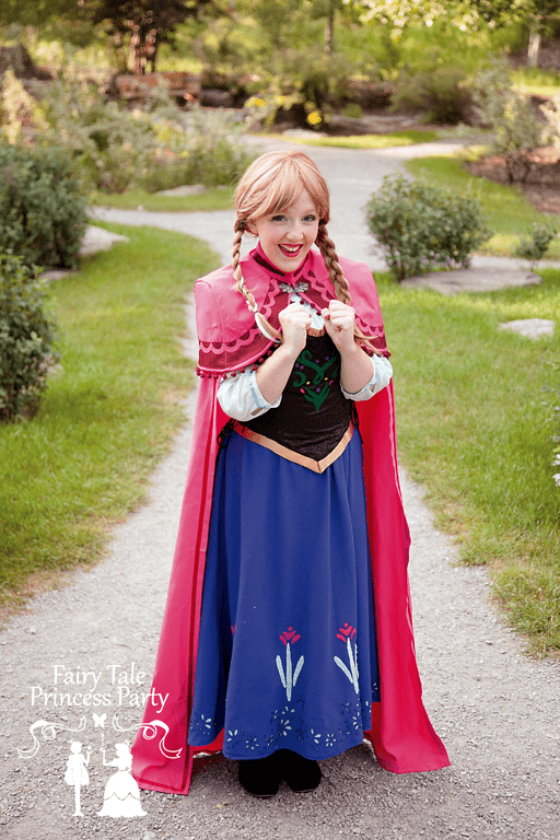 Princess with two frozen braids on her way to a Calgary birthday party