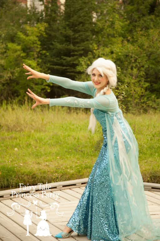 The Ice Queen character shows off her magical ice powers before heading to Calgary parties